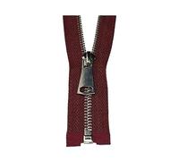2 pièces 5# fermeture éclair en métal 40-120cm verrouillage automatique fermeture éclair à extrémité ouverte pour vêtements veste manteau fermetures à glissière, Vin rouge, 60cm