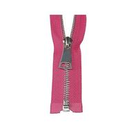 2 pièces 5# fermeture éclair en métal 40-120cm verrouillage automatique fermeture éclair à extrémité ouverte pour vêtements veste manteau fermetures à glissière, Rose rouge, 60cm
