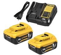 2 pièces 5000mAh Batterie Remplacement pour Dewalt Batterie 18V + 3A Chargeur pour Dewalt Chargeur 10.8V- 20V DCB200 DCB200-2 DCB204 DCB120 DCB127 avec LED