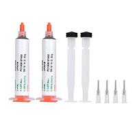 2 pièces 50g seringue pâte à souder, seringue sans plomb pâte à souder Flux Sn42 Bi58 SMD PCB réparation électronique tige poussoir seringue aiguille(301B)
