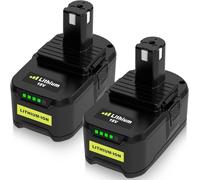 2 pièces 5500mAh P108 Remplacement pour Ryobi Batterie 18V RB18L50 RB18L40 RB18L25 RB18L15 RB18L13 P108 P107 P104 P102 P103 avec Indicateur LED(Noir)