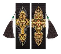 2 Pièces 5D Diamant Peinture Signets, Marque Page Gland Cuir, Numéro Broderie Signets, avec Gland, pour Fête des Mères, Saint Valentin (C)