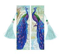 2 Pièces 5D Diamant Peinture Signets, Marque Page Gland Cuir, Numéro Broderie Signets, avec Gland, pour Fête des Mères, Saint Valentin (B)