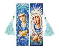 2 Pièces 5D Diamant Peinture Signets, Marque Page Gland Cuir, Numéro Broderie Signets, avec Gland, pour Fête des Mères, Saint Valentin (D)