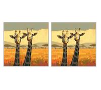 2 Pièces 5D Diamond Painting Kit, Animaux Girafe, DIY Diamant Art Kits Complet, 5D Mosaïque Broderie Peinture Set, Décoration Murale à la Maison, Cadeau Pour Les Femmes, 70x70cm Z4YX-164
