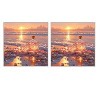 2 Pièces 5D Diamond Painting Kit, Cristal De Cailloux, DIY Diamant Art Kits Complet, 5D Mosaïque Broderie Peinture Set, Décoration Murale à la Maison, Cadeau Pour Les Femmes, 35x35cm Z4YX-172