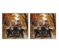 2 Pièces 5D Diamond Painting Kit, Voitures Pour Enfants, DIY Diamant Art Kits Complet, 5D Mosaïque Broderie Peinture Set, Décoration Murale à la Maison, Cadeau Pour Les Femmes, 50x50cm Z4YX-785