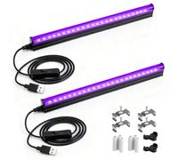 2 Pièces 5W UV 24 Leds Barre Lumière Noire, 5V Port USB 385-400nm Portable 270° Angle du Faisceau Tube pour Hallowee, Noël Soirée, Disco, Peinture Corporelle, Fluorescente Blacklight Party