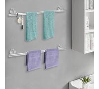 2 pièces 60cm mur acier inoxydable porte-serviettes ensemble barre de serviette argenté
