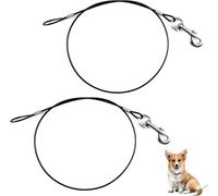 2 Pieces 66 Cm Heavy Duty Dog Lead Extension Ropes For Dogs,Steel Rope To Prevent Chewing For Small,One Size For All (Black)