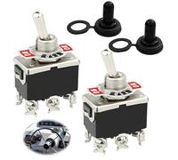 2 Pièces 6Broches/3Positions ON/OFF/ON Interrupteur à Bascule Robuste, Interrupteur a Bascule 3 Positions avec Capuchon Etanche pour Bateau Auto Camion