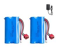 2 pièces 7,4V 3000mAh Rechargeable 18650 Li-ion Batterie avec connecteur Deans T et chargeur USB, batterie 18650 Li-ion pour voitures RC, bateaux, chars, robots