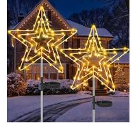 2 Pièces 75 LED Étoile Lumineuse Solaire, IP65 Imperméable Étoile Lumiere Noël Extérieur, 8 Modes Etoile LED