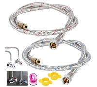 2 Pièces 80 cm Flexible Robinet Cuisine 20mm X 9.5mm, Rallonge de Tuyau Eau Chaude et Froide avec Bande D'étanchéIté, Inoxydable Tuyau Cuisine Robinet pour la Plupart des Robinets Domestiques Standard