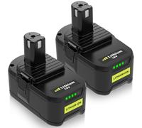 2 pièces 8000mAh P108 Remplacement pour Ryobi Batterie 18V RB18L50 RB18L40 RB18L25 RB18L15 RB18L13 P107 P104 P102 P103 Outils Batterie (Noir)