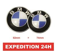 2 Pièces - 82mm + 74 mm - Emblèmes Capot et Coffre - Bleu et Blanc - Tous modèles et Toutes séries 3 4 5 6 7 8 I E30 E36 E46 E34 E39