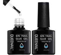 2 Pièces 8ML Colle Faux Ongles Gel 6 en 1,Longue Duré Nail Extend UV/LED Onglerie,Base Gel Pour Pose Ongles,Colle Nail Bond Faux Ongles pour Renforçateur et Réparer des