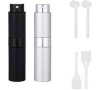 2 Pieces 8ml Vaporisateur Vide de Sac Rechargeable, Atomiseur Parfum, Recharge Spray Flacon de Parfum (noir/argent)