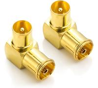 2 Pieces 90° IEC Angled Adapter Set 90° Coaxial Plugs Gold 90° for TV Radio via DVB-T DVB-T2 HD Cable