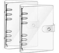 2 Pieces A6 Pvc Binder Cover,A6 6 Ring Binder,Refillable Soft Pvc Notebook Protective Cover With Press Stud For School Office