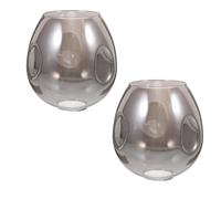 2 Pièces Abat-jour Globe en Verre Ovale, 1,85 Po, E27 et E14 | Verre Transparent à Bulles, Diffusion Large et Anti-éblouissement, pour Lecture et Salon
