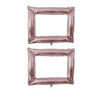 2 Pièces Accessoires de Photomaton d'anniversaire Cadre de Photomaton de Ballon en Aluminium Cadre Photo Gonflable Cadre Selfie en Aluminium Personnalisé pour Décoration de Fête, Or Rosea