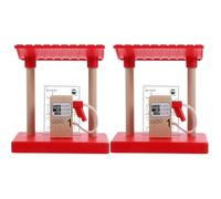 2 Pièces Accessoires De Train en Bois Station-Service De Chemin De Fer Jouet Éducatif Décoratif pour Enfants avec Barrage Routier