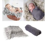 2 Pièces Accessoires Photo pour Bébé Nouveau-Né - Enveloppes et Tapis de Photographie, Bricolage Couverture Photo Emmailloter pour Garçons et Filles