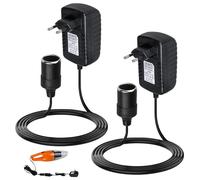 2 Pièces Adaptateur Allume Cigare Prise Secteur, Transformateur 220v vers 12v 2A Allume Cigare Secteur, Convertisseur Allume Cigare Prise Electrique pour Pompe à Air, Aspirateur de Voiture