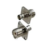 2 pièces Adaptateur de connecteur UHF SO239 Prise Femelle à BNC Prise Femelle 4 Trous Bride convertisseur Coaxial RF 50ohm borne de Fil