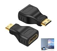 2 Pièces Adaptateur Mini HDMI vers HDMI Ultra HD, Raccord Mini HDMi, Câble Adaptateur Mini HDMI Mâle vers HDMi Femelle, Compatible avec Ordinateurs Caméscopes Téléviseurs Moniteurs, 3D, Ethernet ARC