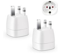 2 Pièces Adaptateur Prise Anglaise, Adaptateur de Voyage France vers UK, Adaptateur de Prise pour Irlande, Angleterre, Ecosse