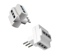 2 pièces adaptateur prise triple adaptateur prise électrique, fiche italienne 10 A 2 P+T avec 3 prises 10 A, prise italienne 16 A 2 P+T avec 3 prises bipasso 10/16 A