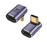 2 Pièces Adaptateur USB C 90 Degrés Angle - Adaptateur USB-C 40Gbps Mâle vers Femelle - USB 4.0 Compatible 8K Et Charge Rapide PD 100W - Connecteur Angle Droit pour MacBook, Samsung, Tablette