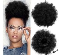 2 Pièces Afro Puff Queue de Cheval à Cordon Courts Bouclés Synthétiques Extension Postiches Extensions de Cheveux Chignon Perruque