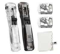 2 Pièces Agrafeuse Bureau à Clip, Agrapheuse Bureau Classeur Portable pour Organisation, Stapler avec 100 Clips de Recharge Réutilisables, Agrafeuse Sans Agrafe pour Le Bureauu l'école
