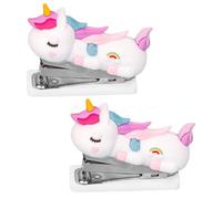 2 Pièces Agrafeuse de Bureau Licorne Blanche Compacte pour Garçon Fille et | Acier Inoxydable et Silicone, Agrafage Stable, Décor Kawaii, pour Documents, Journaux, Maison et Rangement
