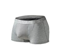 2 Pièces Aimant sous-vêtement pour des Hommes sous-vêtement Respirant Thérapie Magnétique Soins de Santé Sexy Performance Caleçons avec Braguette Fonctionnelle en Maille (Color : Grey, Size : XXL)