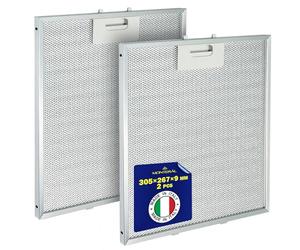 2 Pièces Aluminium Filtre Grille à Graisse pour Hotte Aspirante 305 x 267 x 9 mm avec Code Original 405525042-9 4055250429 pour AEG pour Electrolux GRI0009219A pour Elica - MADE IN ITALY - MONTERAL