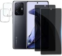 2 Pieces Anti-Spy Tempered Glass For Xiaomi 11t/11t Pro With 2 Pieces Rear Camera Protector, Privacy Screen Protector, 9h Hardness Screen Protector Glass, Anti-Scratch