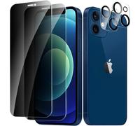 2 Pieces Anti-Spy Tempered Glass Screen Protector For Iphone 12 Mini With 2 Pieces Camera Lens Protector, 9h Hardness Glass, Anti-Scratch