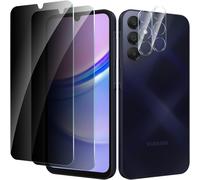 2 Pieces Anti-Spy Tempered Glass Screen Protector For Samsung Galaxy A15 With 2 Pieces Camera Lens Protector, 9h Hardness Glass, Anti-Scratch