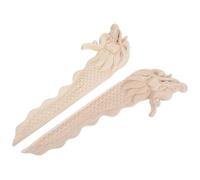 2 Pièces Appliqué en Bois Sculpté Dragon Orné pour Meuble, Beige