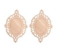 2 Pièces Applique en Bois Sculpté Européenne B-237 28x20 CM pour Meubles | Khaki, Grain Non Peint, Détails Ajourés, Fixation par Colle ou Clou, Découpe Facile
