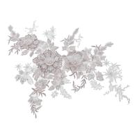 2 Pièces Appliqué Floral Brodé 3d en Polyester et Paquet | Finition Cousue à Main, Texture Épaisse et Couleur Vive, pour Robes de Mariée et Déco Maison