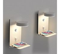 2 Pièces Applique Murale Intérieure LED avec ports Charge USB, Lampe Murale Chambre Contrôle Tactile Dimmable, Lampes Murales 12W Blanc, Lampe de Lecture Murale 350° Réglable Pivotante lumière Murale