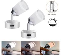 2 pièces Applique murale LED à intensité variable orientable, lampe de lecture 3 couleurs de lumière,Applique murale interrupteur tactile connexion USB, veilleuse 3W intérieur RV camping-car bateau