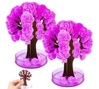 2 pièces Arbre en Croissance de Cristal avec 3 Potions Mini kit de Culture Cristal en Papier pour Enfants kit Scientifique créatif éducatif Bricolage pour étagère Bureau décoration Salle