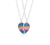 2 pièces arc-en-ciel chaîne d'amitié avec gravure Best Friends Set pour les enfants filles couple,Coeur chaîne pendentif amitié chaînes Haslkette bijoux cadeaux pour BFF meilleurs amis anniversaire