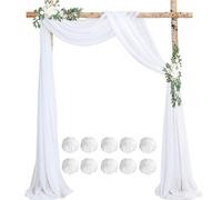 2 Pièces Arche de Mariage, Polyester, 0.76 × 6 m Rideaux de Mariage, avec 10 Bulbes de Fleurs en Papier Blanc, Très Élégants, Adaptés aux Mariages, Photographies, Fêtes